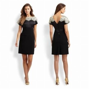 Tory Burch Daphne Dress Filigree & Beading Black & White Size 4